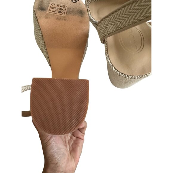 SCOOP Herringbone Cream Platform Sandals Heels Size 8.5 - Picture 6 of 7